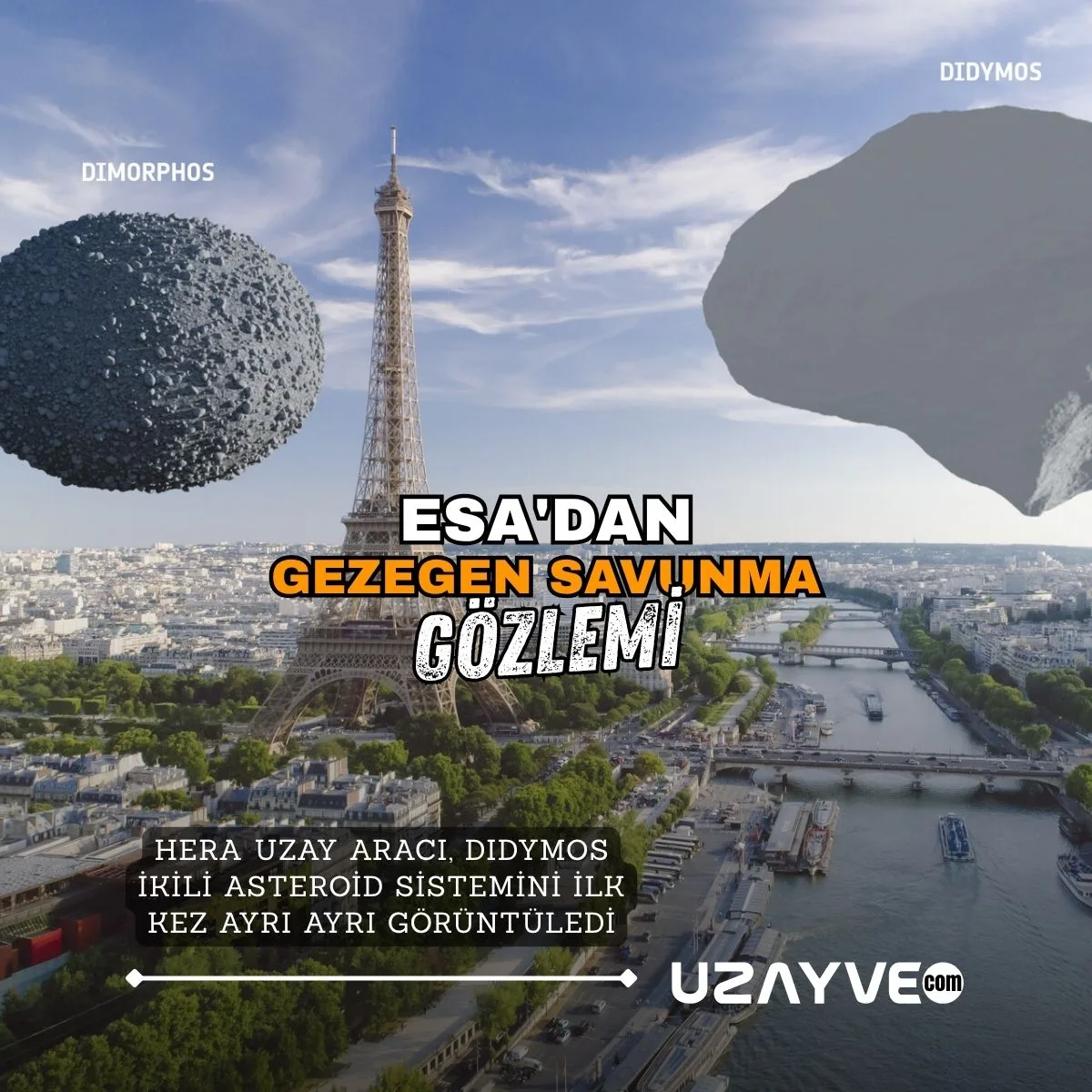 ESA'nın Hera Uzay Aracı, Gezegen Savunma Misyonunda Didymos İkili Asteroid Sistemini İlk Kez Ayrı Ayrı Görüntüledi