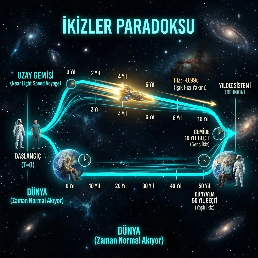 İKİZLER PARADOKSU: UZAY YOLCULUĞUNDA ZAMAN NASIL BÜKÜLÜR VE NEDEN HERKES İÇİN AYNY AKMAZ?
