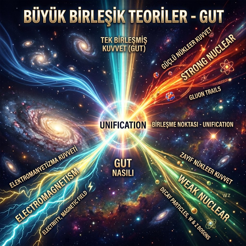 BÜYÜK BİRLEŞİK TEORİLER (GUT): EVRENİN PARÇALANAN SÜPER KUVVETİ